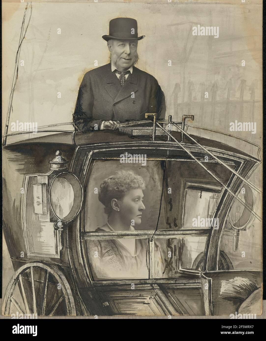 Donna in carrozza con il suo autista. Produttore sconosciuto, britannico Foto Stock