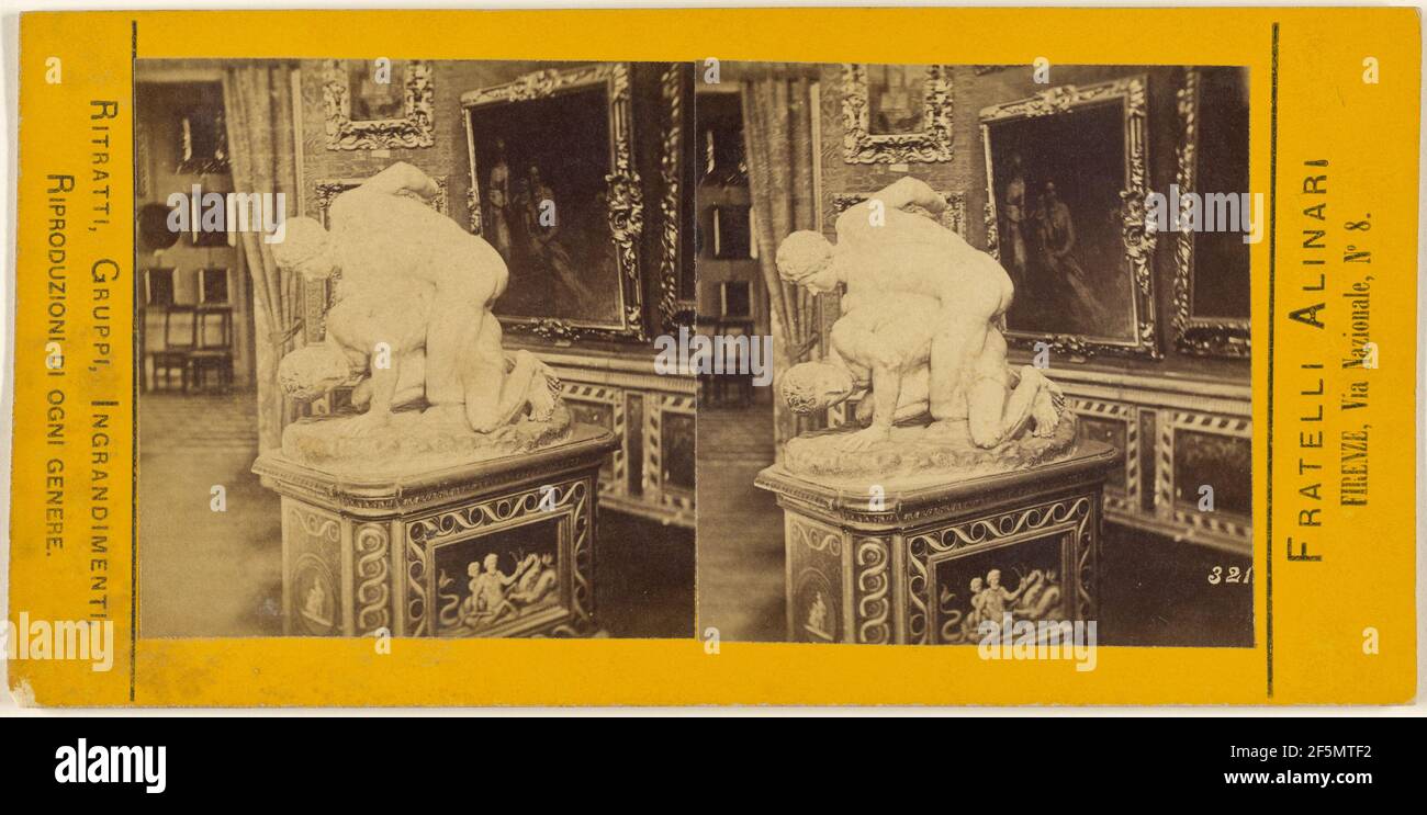 Scultura di due uomini che lottano, Gal. Uffizi. Fratelli Alinari (italiano, fondato nel 1852) Foto Stock