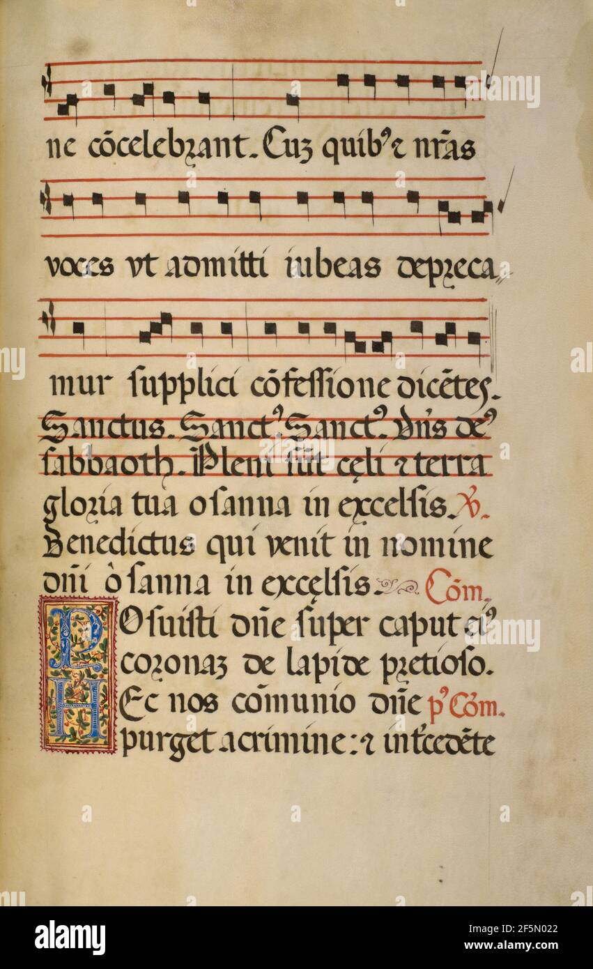 Decorato iniziale P; decorato iniziale H. fra Vincentius a fundis (italiano, attivo circa 1560) Foto Stock