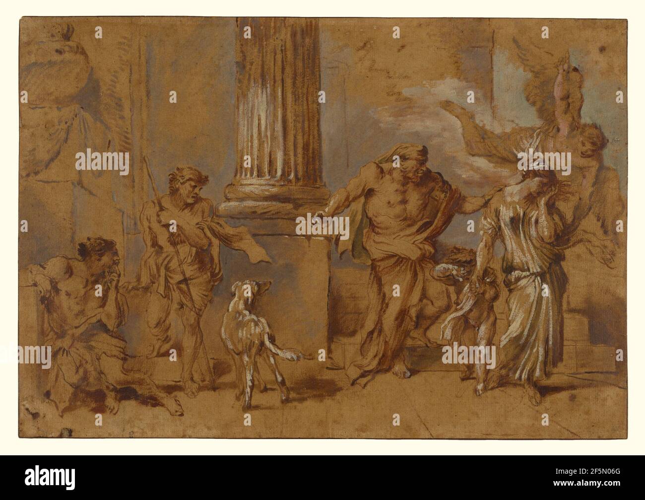 L'espulsione di Hagar. Giovanni Benedetto Castiglione (italiano, 1609 - 1664) Foto Stock
