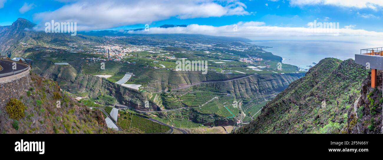 Panorama di la Palma dal punto di vista del tempo, Isole Canarie, Spagna. Foto Stock