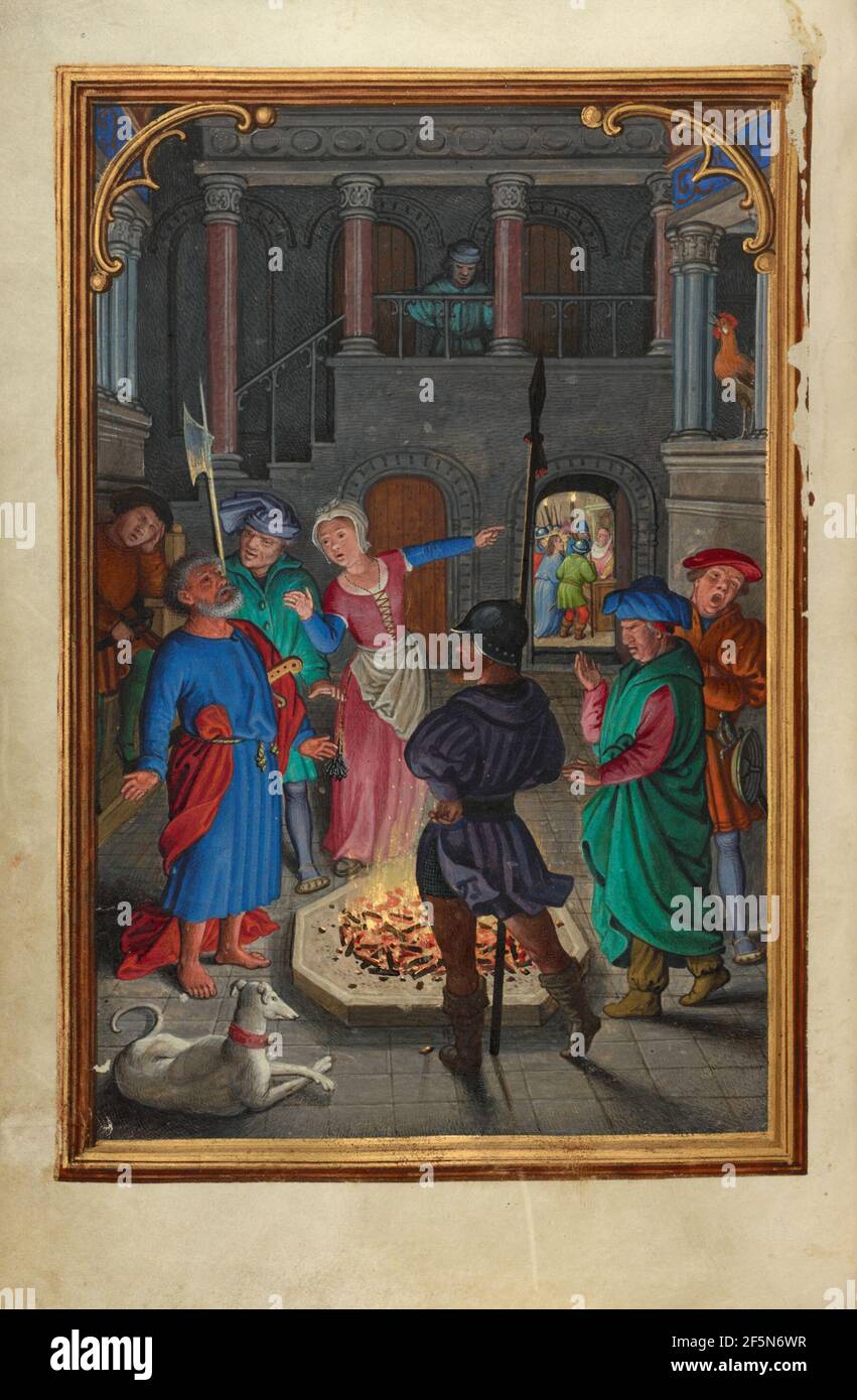 La negazione di San Pietro. Simon BENING (fiammingo, 1483 - 1561 circa) Foto Stock