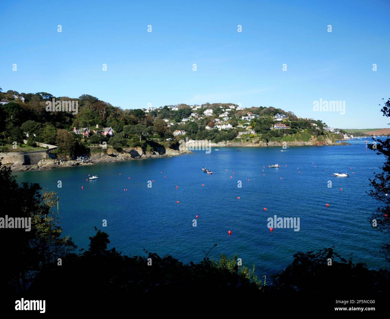 Salcombe e l'estuario di Kingsbridge da Splatcove Point, Devon. Foto Stock