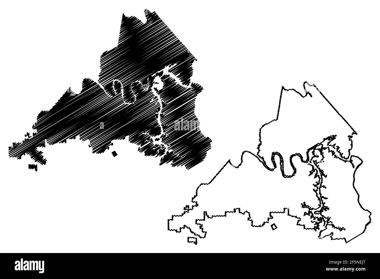 Loudon County, stato del Tennessee (Stati Uniti, Stati Uniti d'America, Stati Uniti, Stati Uniti, Stati Uniti) mappa vettoriale, schizzo scrimolo mappa Loudon Illustrazione Vettoriale
