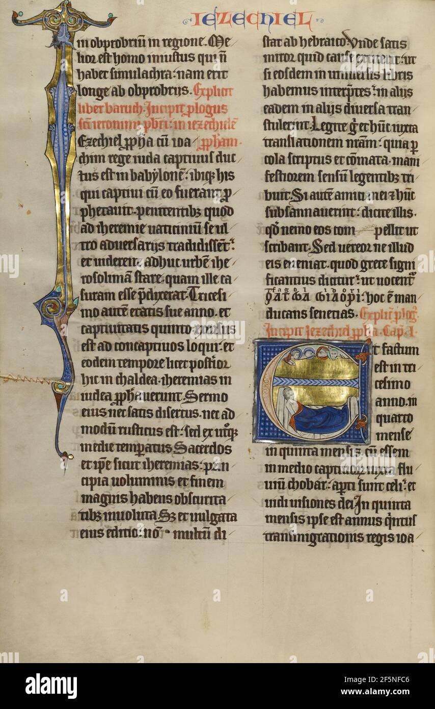 E iniziale: La visione di Ezechiele del Tetramorfo. Sconosciuto Foto Stock