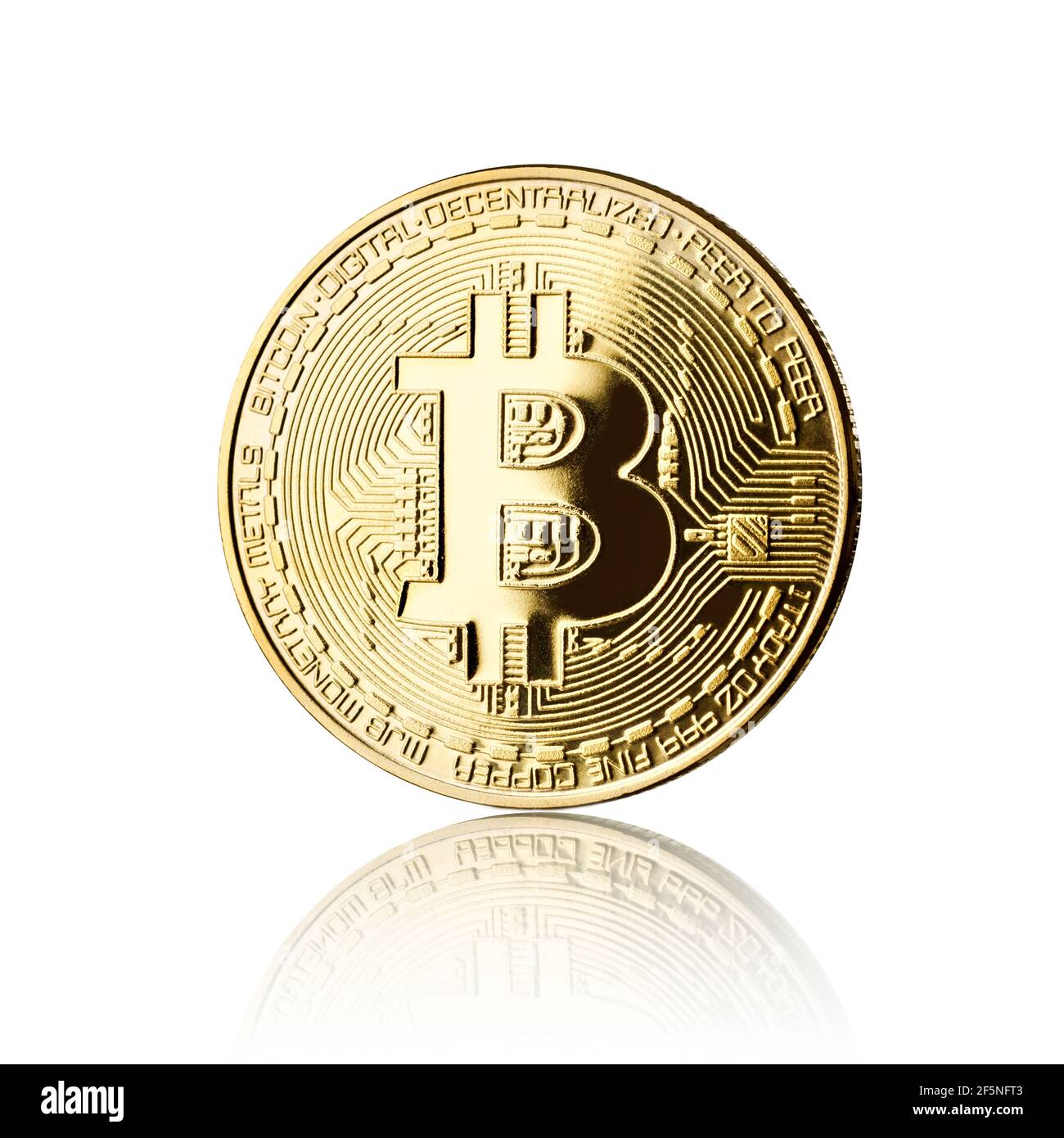 bitcoinmünze isoliert auf weiß Foto Stock