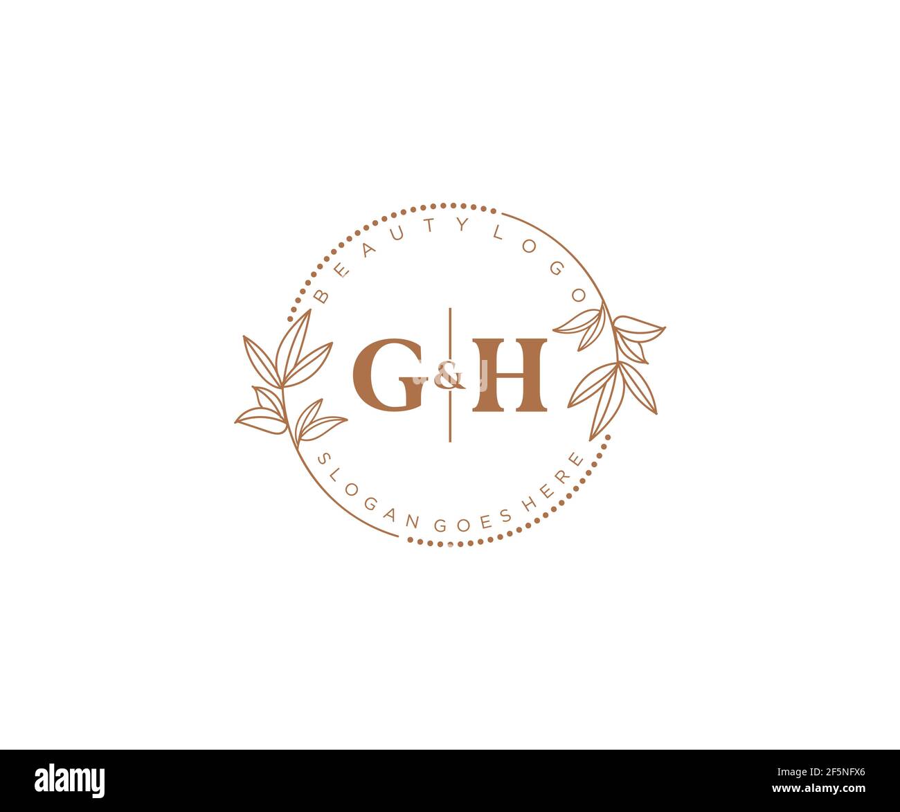 Lettere GH bello floreale femminile editabile monolina logo prefatto adatto per spa salone pelle capelli bellezza boutique e società cosmetica. Illustrazione Vettoriale