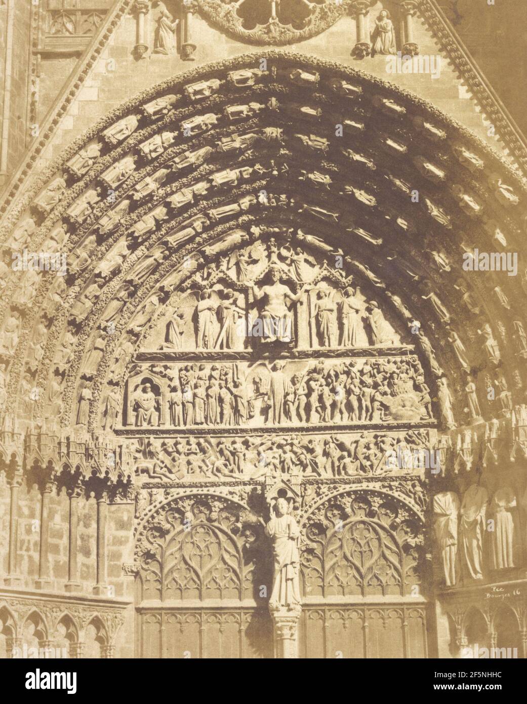 Il timpano della Cattedrale di Bourges. Pierre-Émile-Joseph Pécarrère (francese, 1816 - 1904) Foto Stock