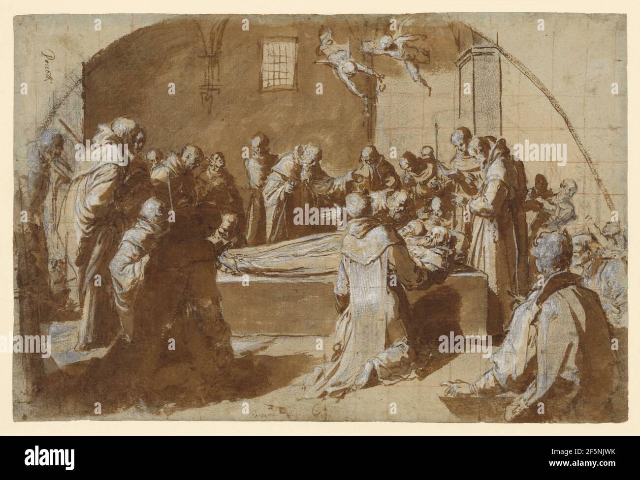 La morte dei Beati Ugoccione e Sostegno (recto); uno studio delle Ercole Farnese (verso). Bernardino Poccetti (Barbatelli, 1548 - 1612) Foto Stock