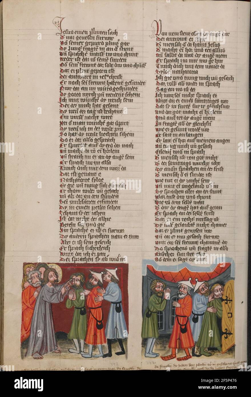 La guarigione dei ciechi; l'uomo guarito davanti agli Israeliti. Foto Stock