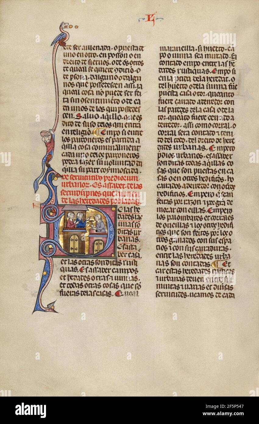 D iniziale: Due uomini sul loro balcone che parlano al loro vicino. Foto Stock