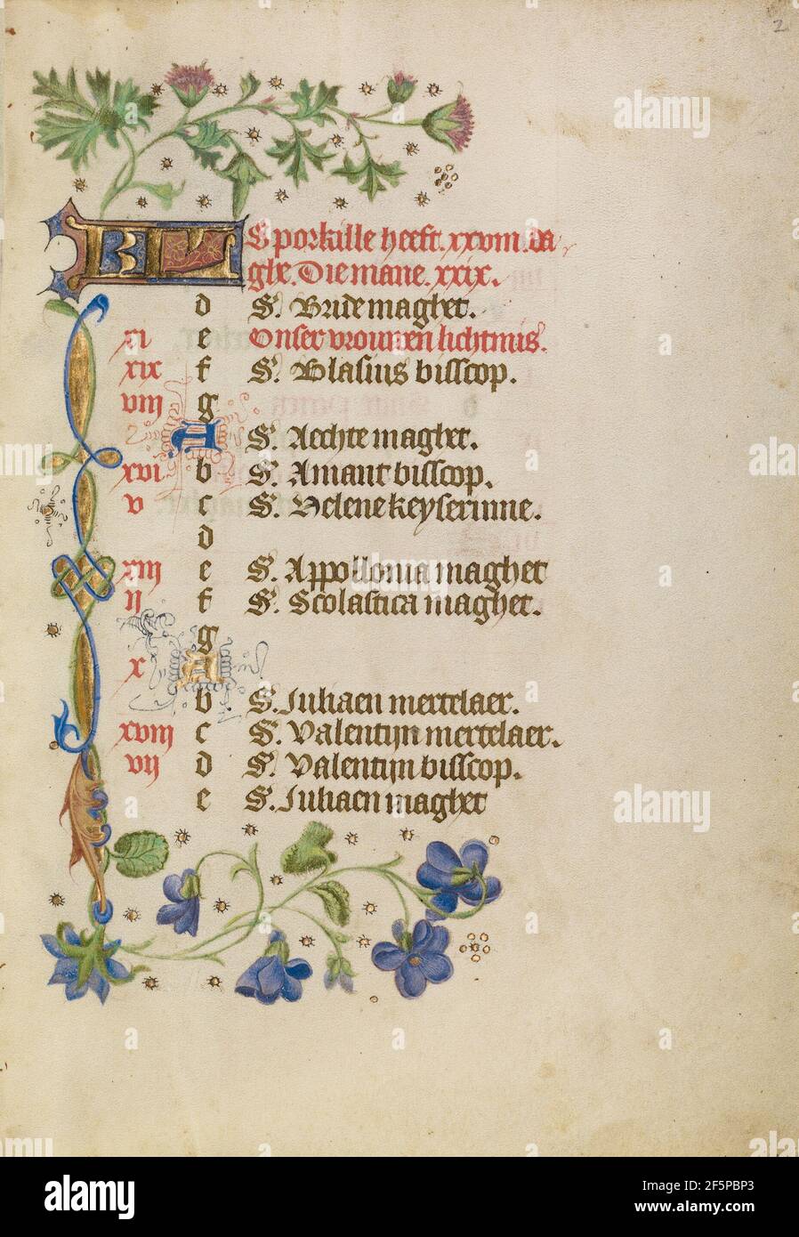 Pagina Calendario di febbraio. Sconosciuto Foto Stock