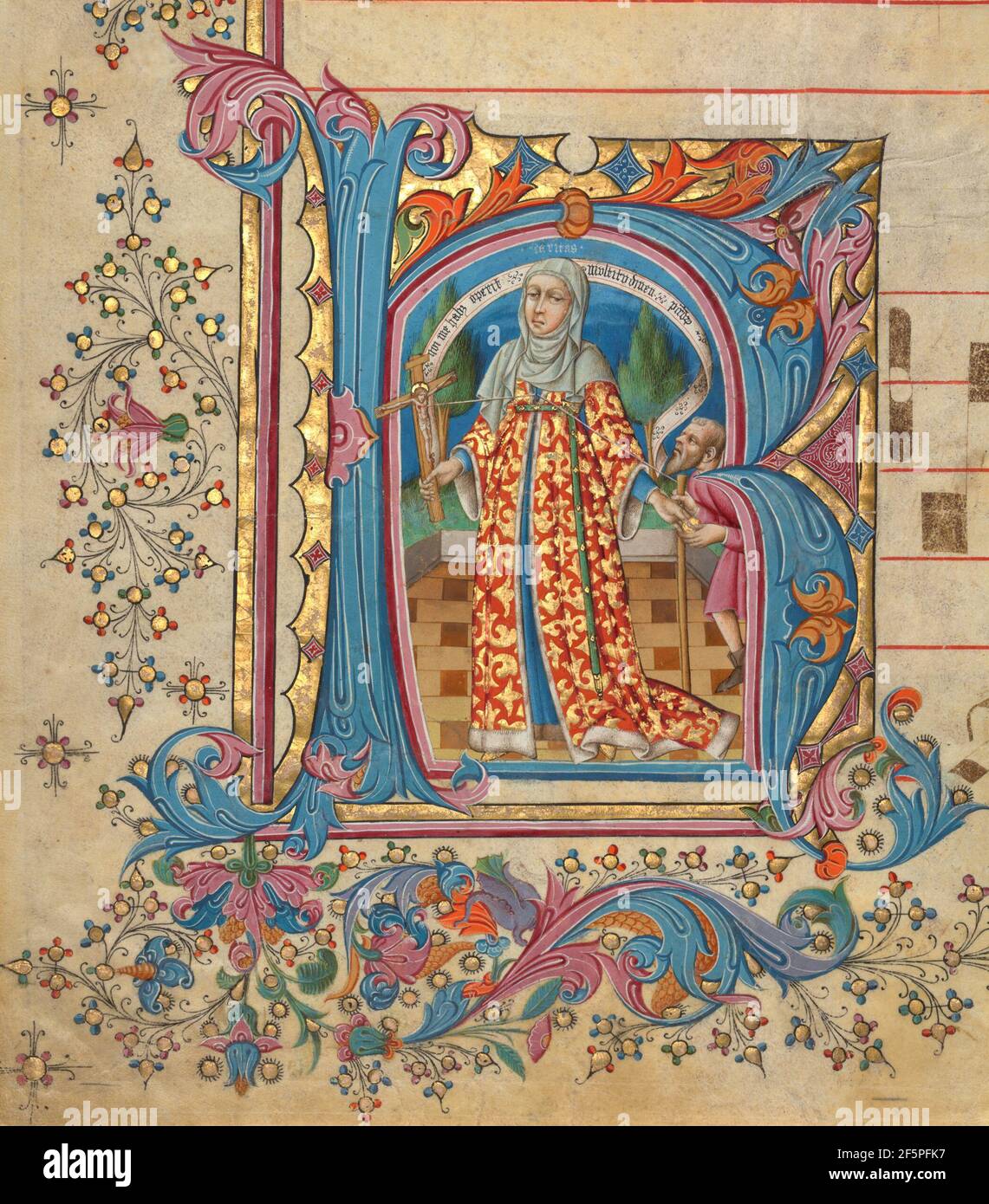 Iniziale storiata da un graduale. Maestro dei cipressi (Pedro de Toledo?) (Spagnolo, attivo 1430) Foto Stock