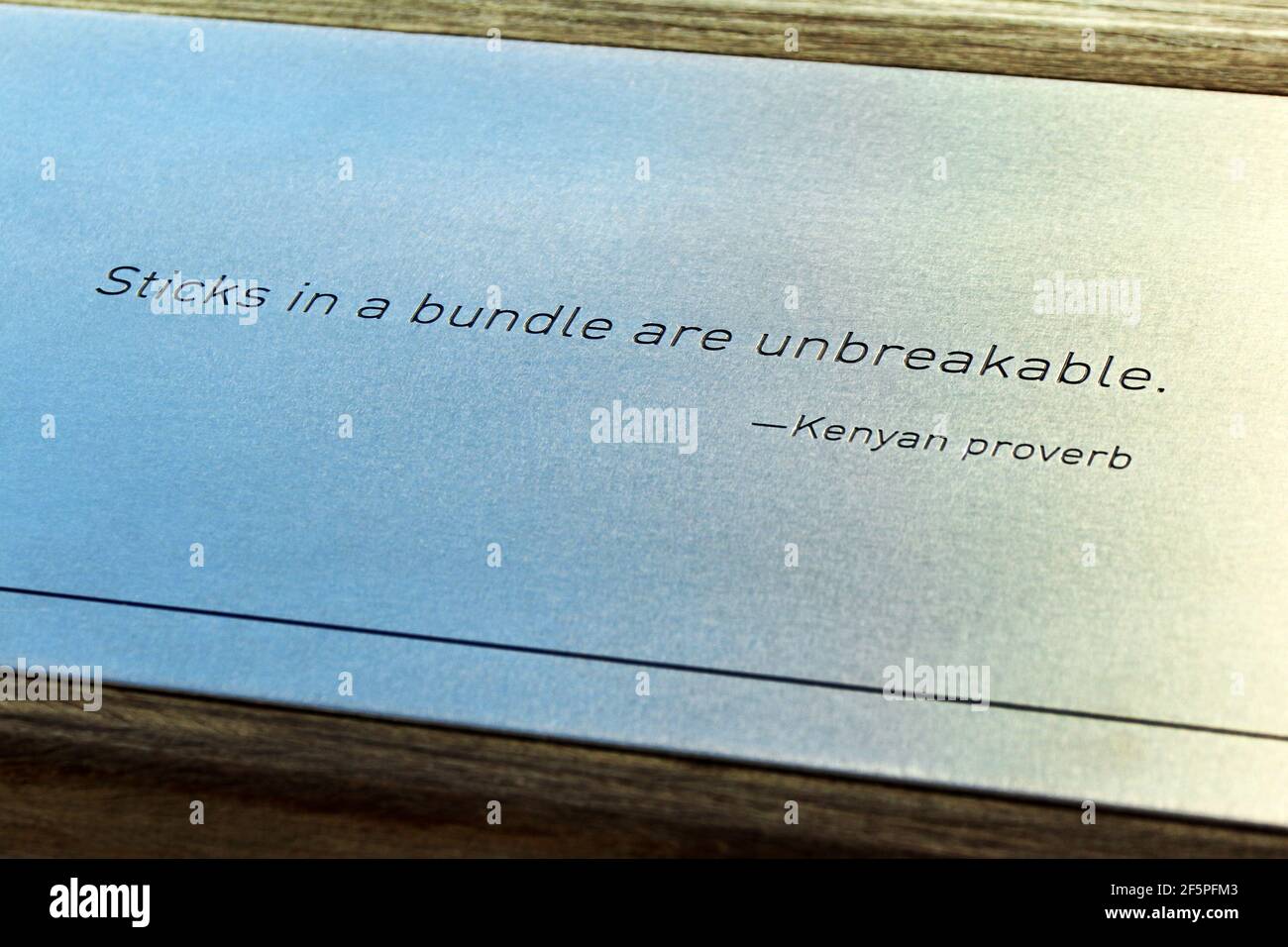 Un proverbio keniota inciso alla Bill and Melinda Gates Foundation di Seattle. Foto Stock