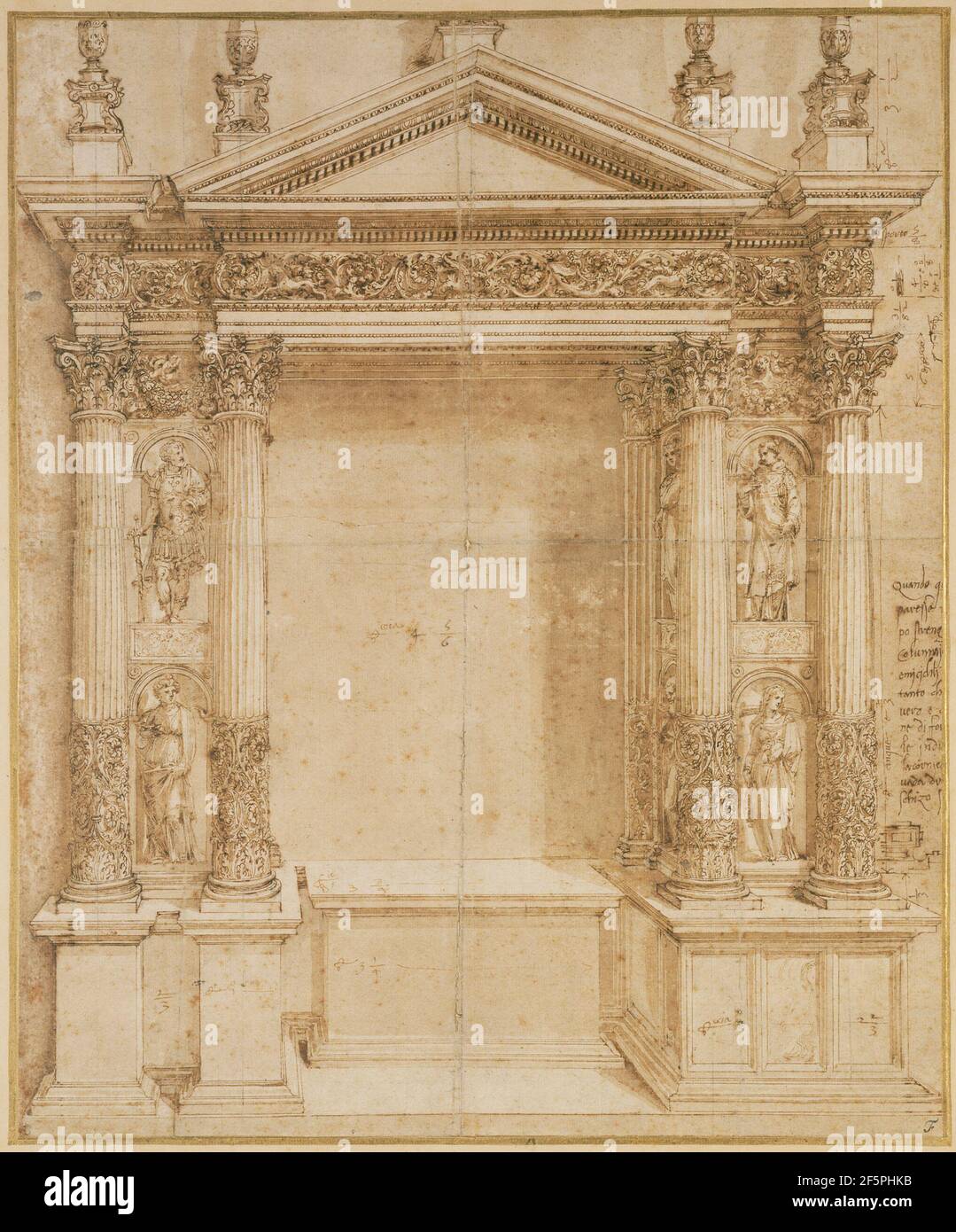 Disegno per un altare. Baldassare Peruzzi (Italiano, 1481 - 1536) Foto Stock