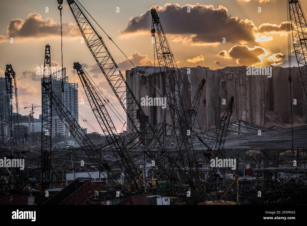 Beirut Porto 4 agosto 2021 esplosione Foto Stock