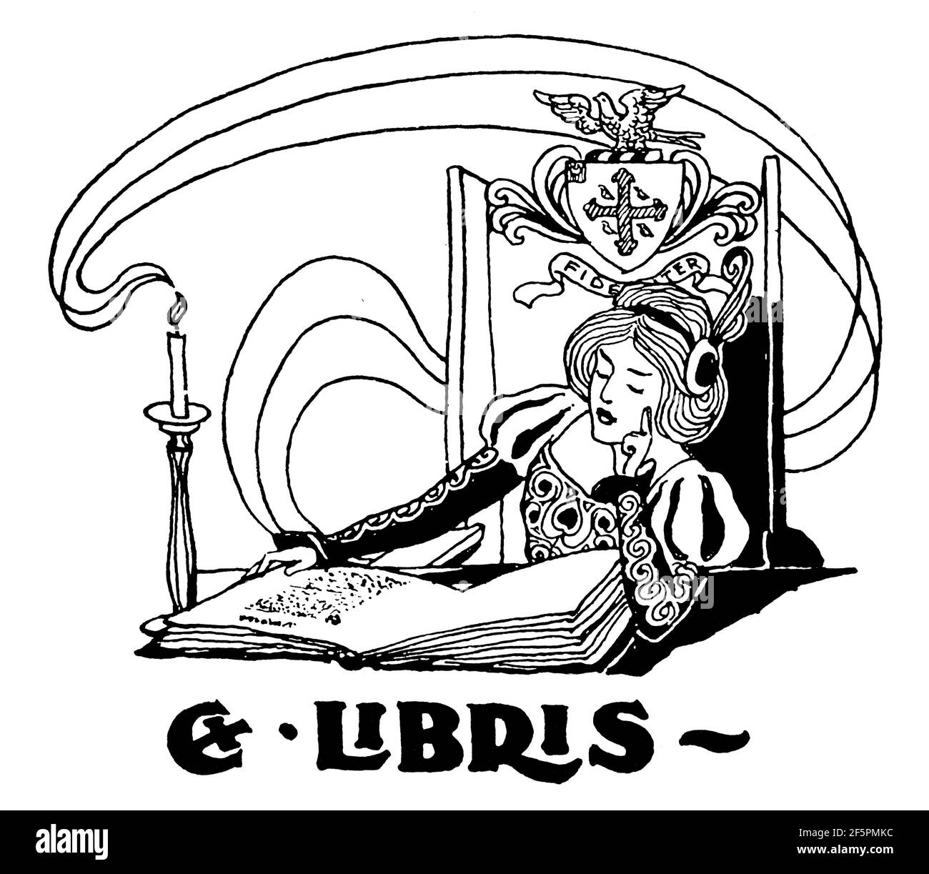 Art Nouveau bookplate design di Lennox G Bird di Rochester, Kent, dal 1901 The Studio An Illustrated Magazine of fine and Applied Art Foto Stock Art Nouveau bookplate design di Lennox G Bird di Rochester, Kent, dal 1901 The Studio An Illustrated Magazine of fine and Applied Art Foto Stock
