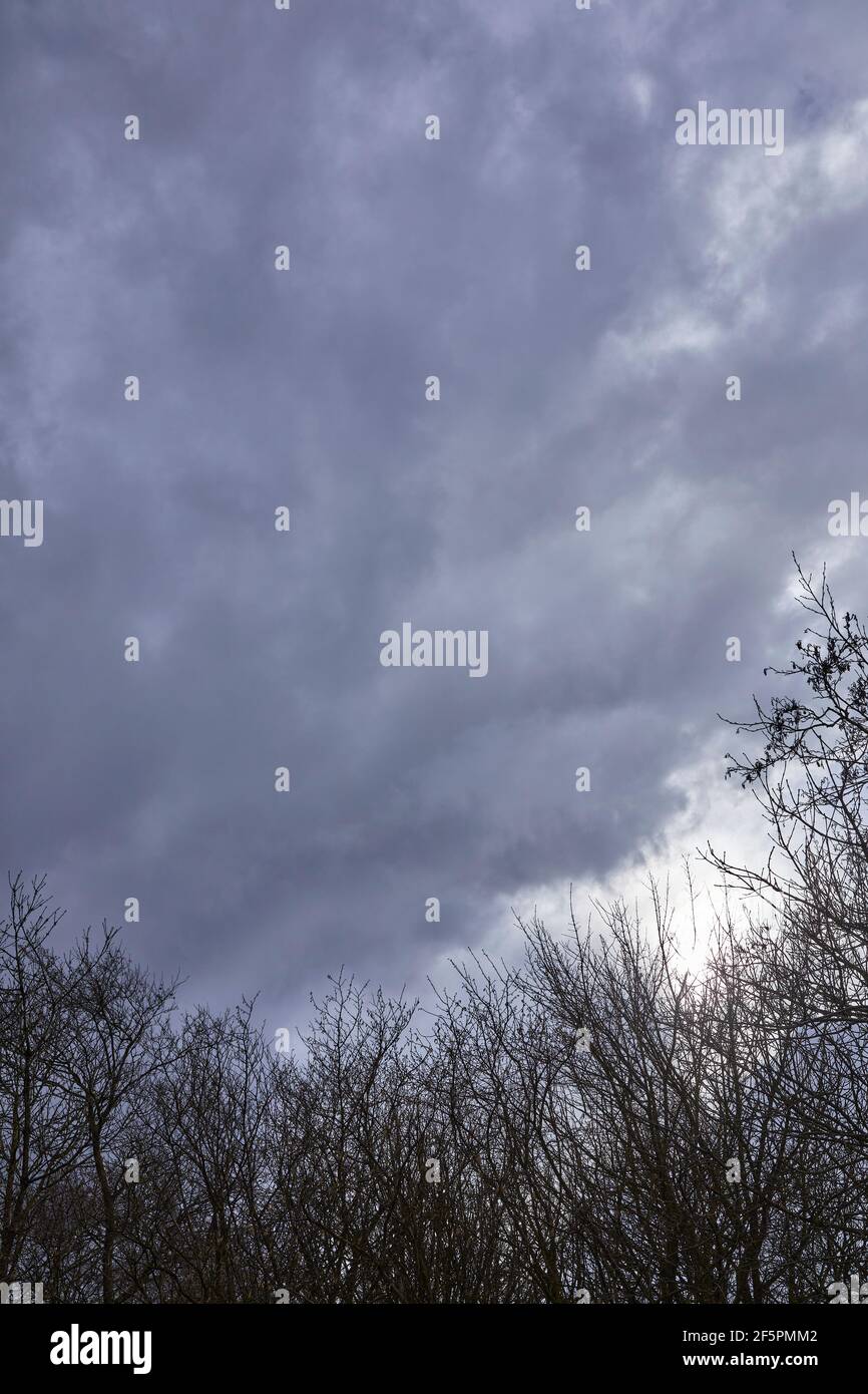 Cielo grigio tempestoso sopra la brughiera a 900ft Foto Stock