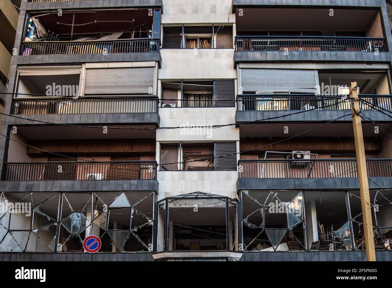 Edifici distrutti dal Beirut Port esplosione Libano Foto Stock