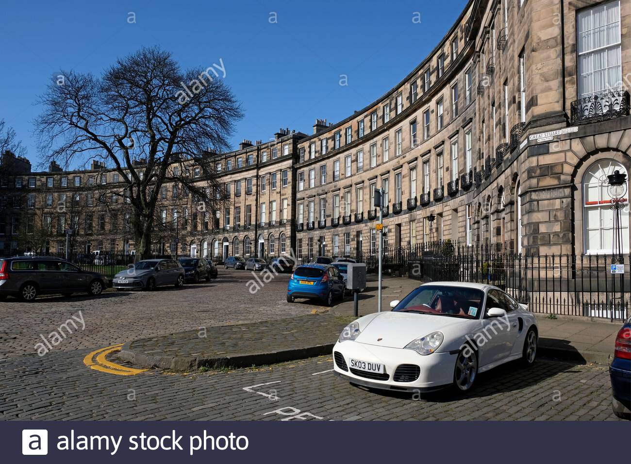 Great Stuart Street e Ainslie Place, Edinburgh New Town Streets, case di lusso, Edimburgo, Scozia Foto Stock