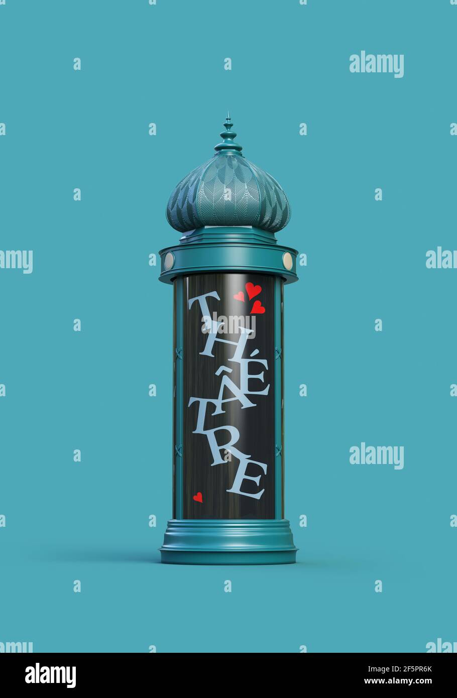 La pubblicità tradizionale francese "colonna morris" a Parigi - Francia - Rendering 3D Foto Stock