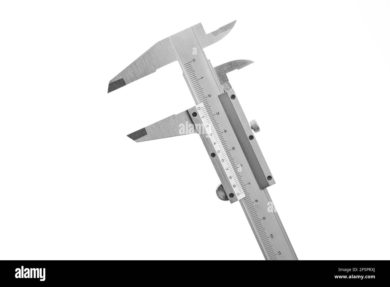 Calibro a corsoio su sfondo bianco isolato Foto Stock