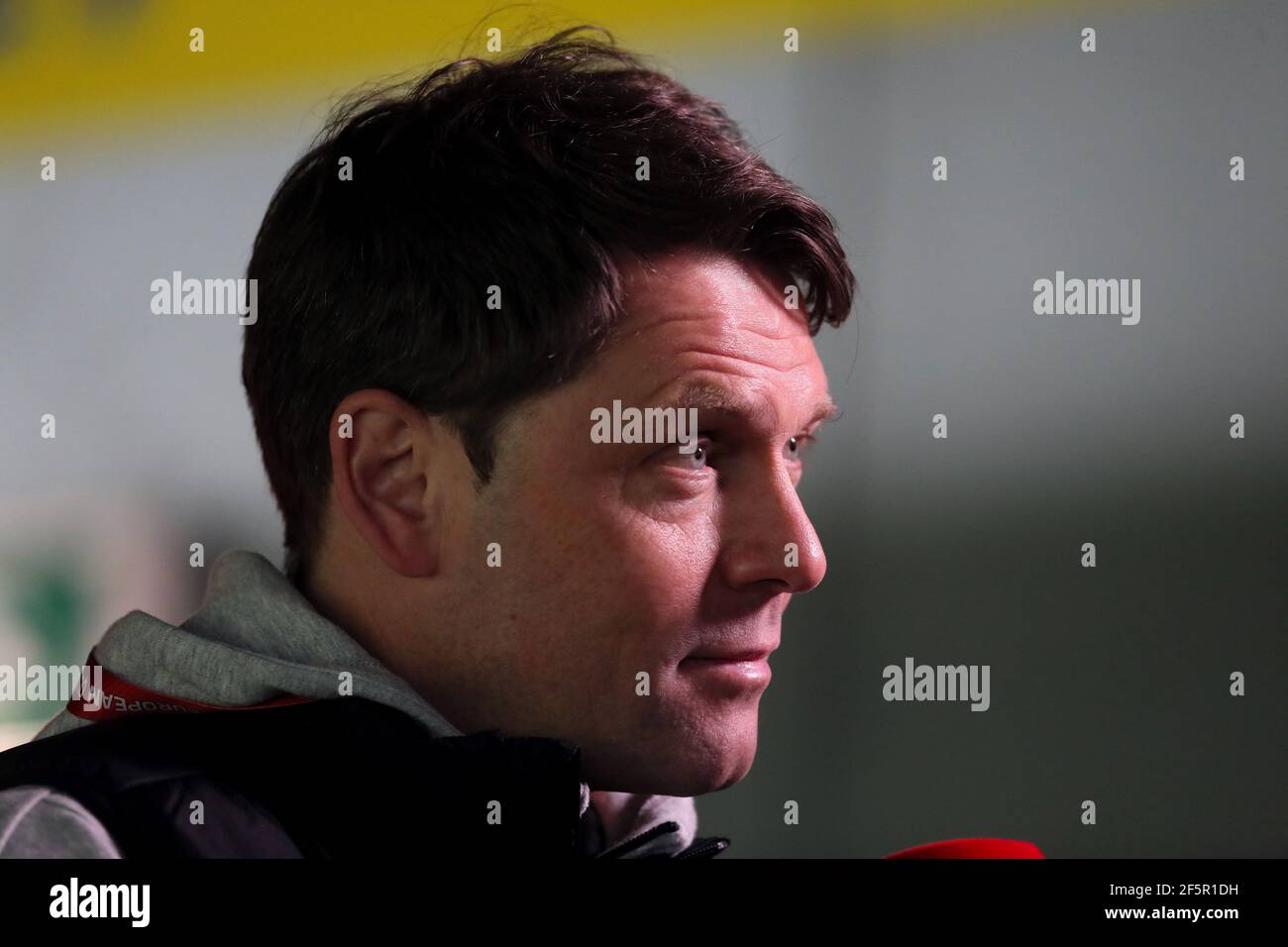 Il manager lussemburghese Luc Holtz viene intervistato in vista della partita di qualificazione della Coppa del mondo FIFA 2022 allo stadio Aviva, a Dublino, Irlanda. Data immagine: Sabato 27 marzo 2021. Foto Stock