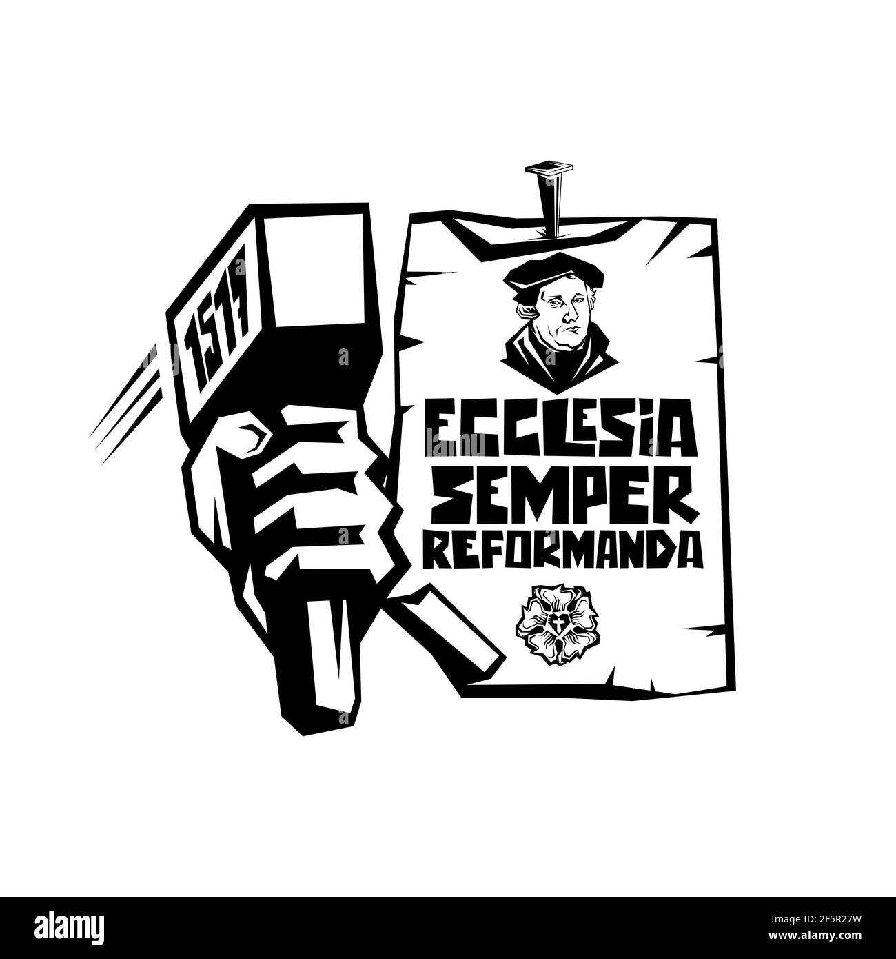 Martin Lutero. 95 tesi della riforma della chiesa. Wittenberg 1517. Illustrazione Vettoriale