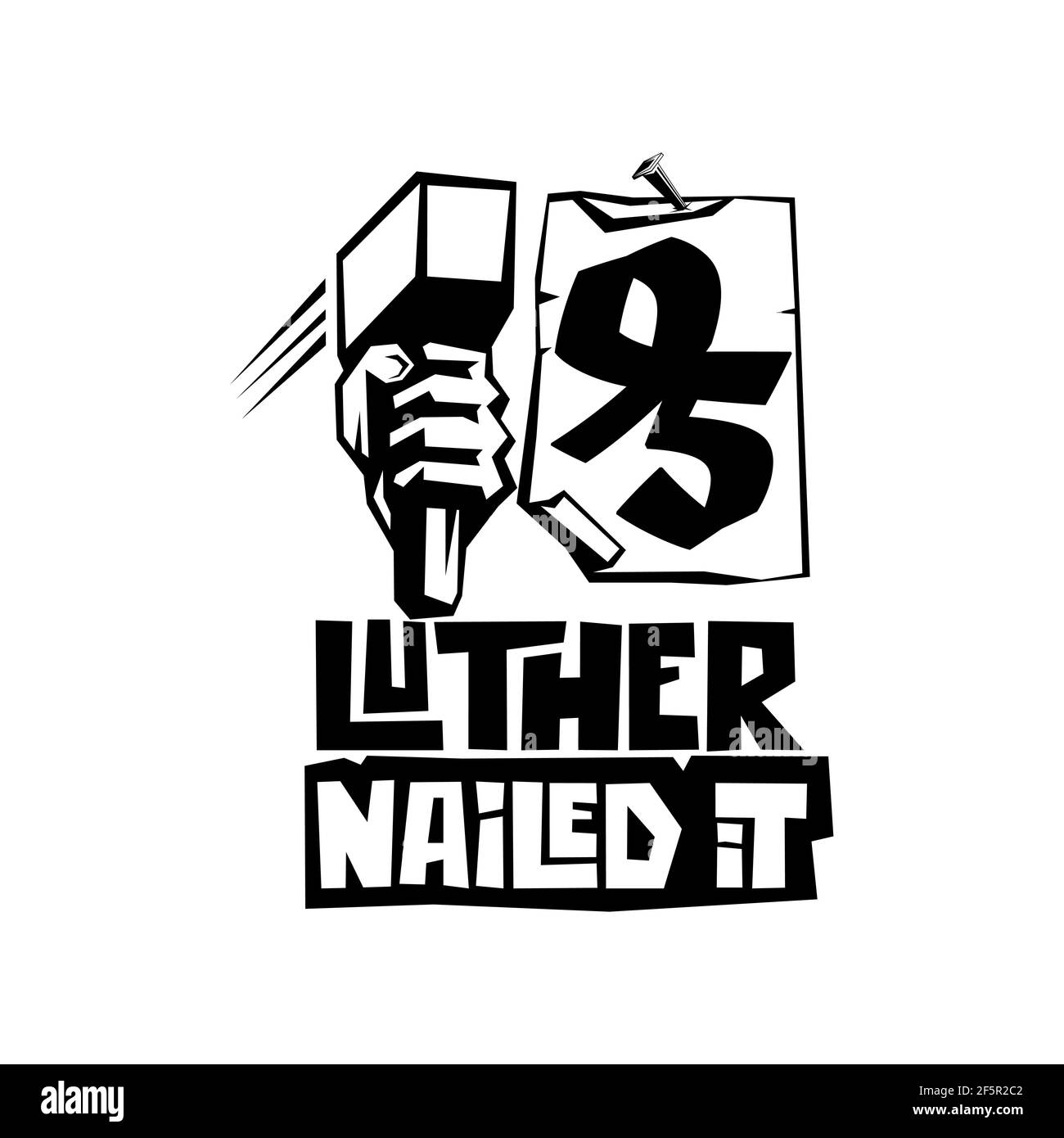 Martin Lutero. 95 tesi della riforma della chiesa. Wittenberg 1517. Illustrazione Vettoriale