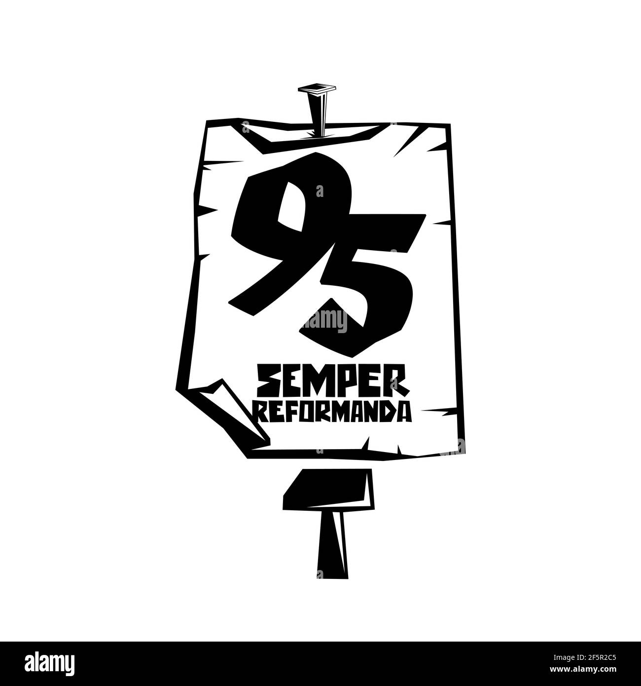 Martin Lutero. 95 tesi della riforma della chiesa. Wittenberg 1517. Illustrazione Vettoriale