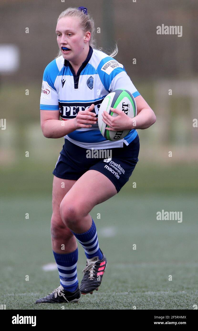 DURHAM CITY, REGNO UNITO. 27 MARZO: Cana Cookland of DMP Durham Sharks durante la partita FEMMINILE ALLIANZ PREMIER 15S tra DMP Durham Sharks e Gloucester Hartpury Women al Castello di Maiden, Durham City sabato 27 Marzo 2021. (Credit: Mark Fletcher | MI News) Credit: MI News & Sport /Alamy Live News Foto Stock