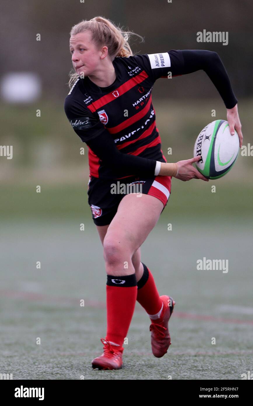 DURHAM CITY, REGNO UNITO. 27 MARZO: Gwen Crabb di Gloucester Hartpury durante la partita FEMMINILE ALLIANZ PREMIER 15S tra DMP Durham Sharks e Gloucester Hartpury Women al Castello di Maiden, Durham City sabato 27 Marzo 2021. (Credit: Mark Fletcher | MI News) Credit: MI News & Sport /Alamy Live News Foto Stock