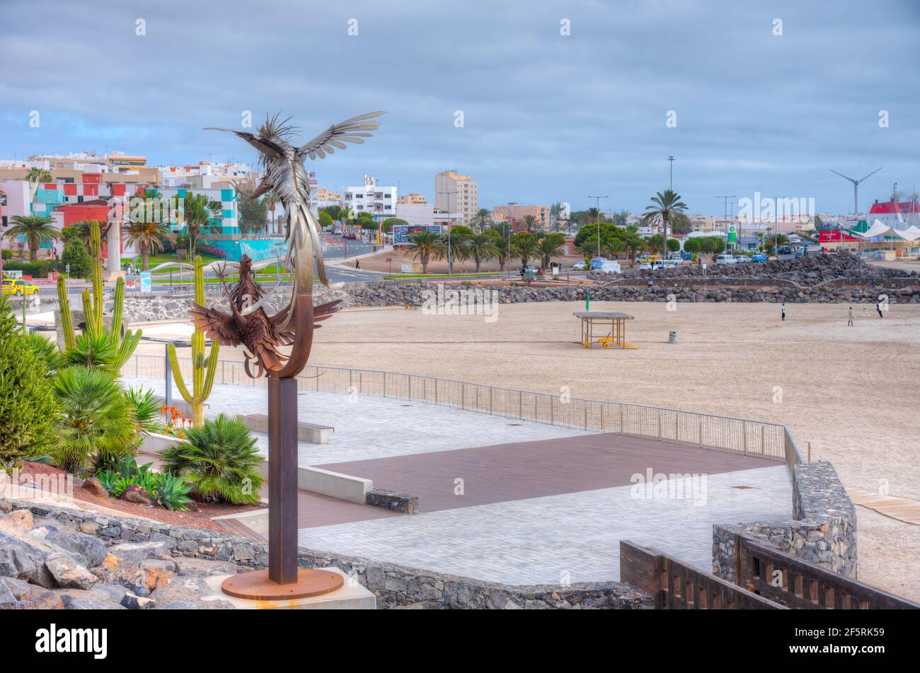 Spiaggia di Playa Chica a Puerto del Rosario, Fuerteventura, Isole Canarie, Spagna. Foto Stock