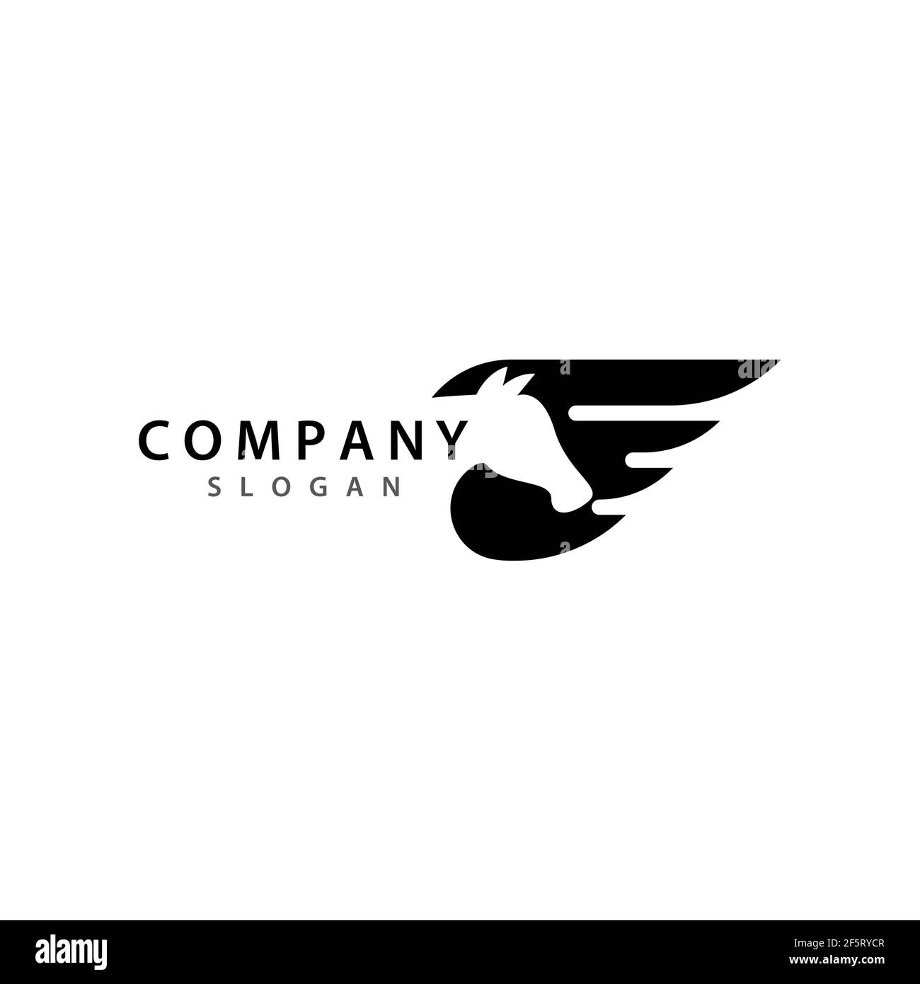 Modello logo Wing Horse disegno icona vettoriale Foto Stock