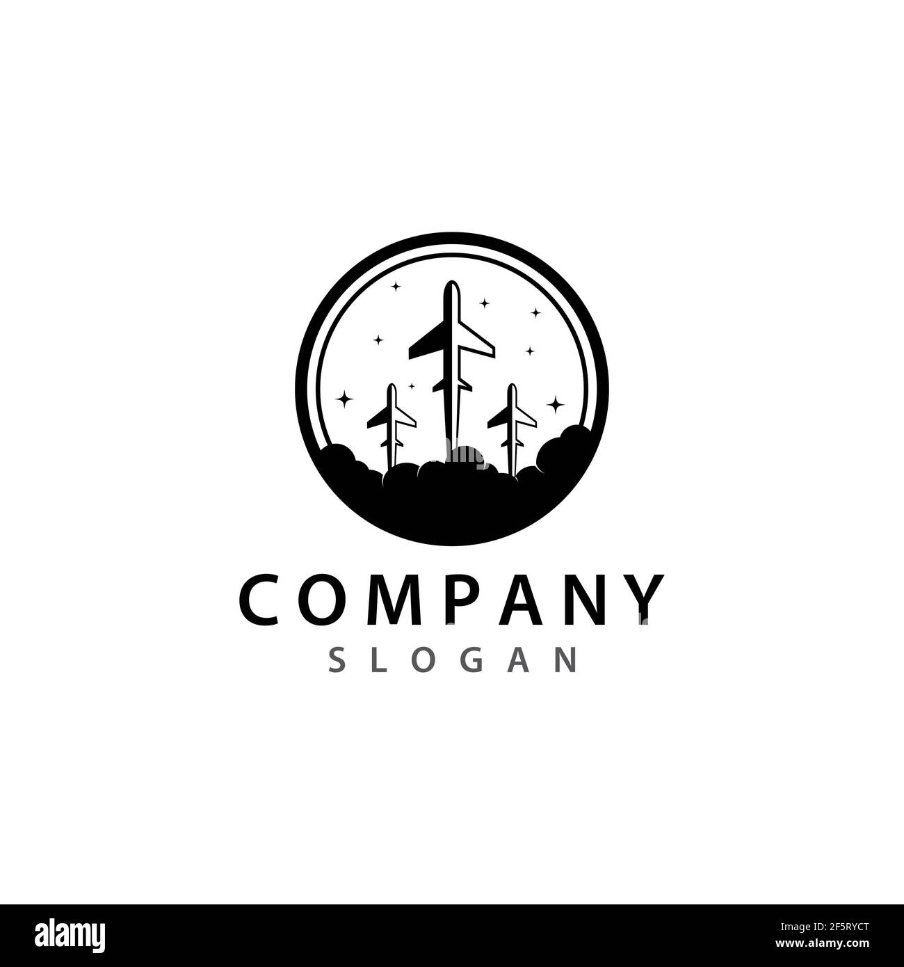 Disegno di icona vettoriale del templat del logo dell'aeroplano Foto Stock