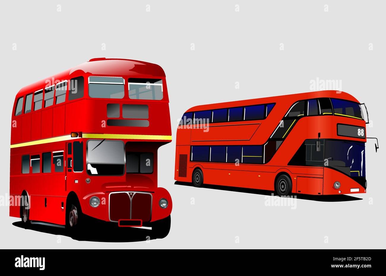 TOW generazione di autobus turistico a due piani di Londra. Illustrazione vettoriale 3d Illustrazione Vettoriale