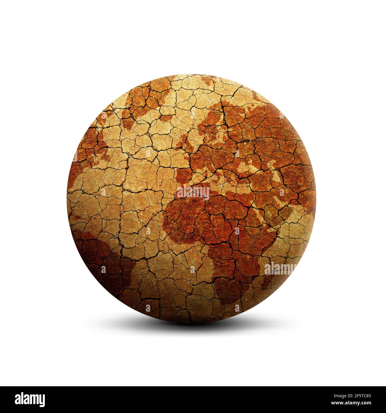 Terra pianeta isolata su sfondo bianco. Concetto di riscaldamento globale o cambiamento climatico. Problemi ambientali. Foto Stock