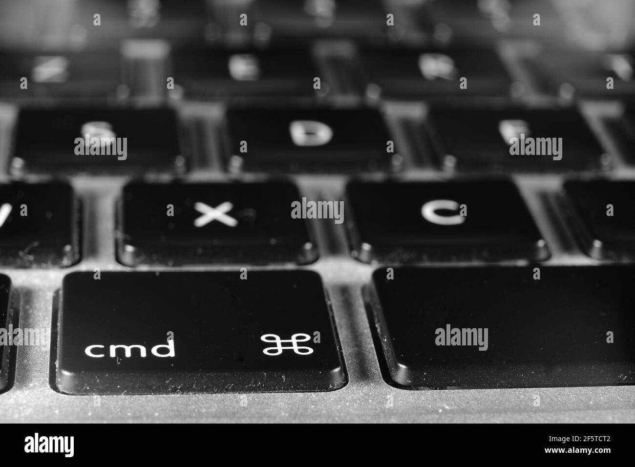 Fotografia macro di una tastiera per computer portatili Foto Stock