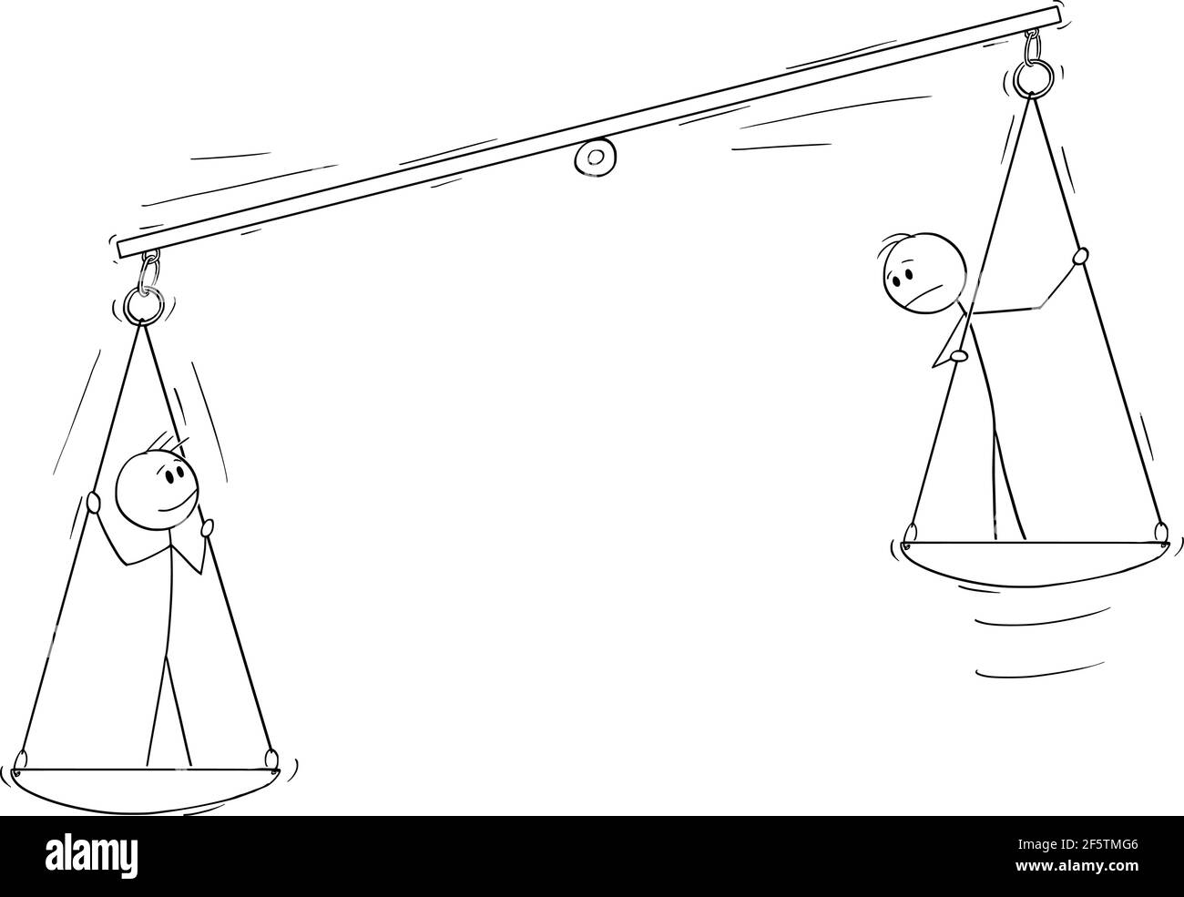 Due persone su bilancia, potenziale dipendente, diritti umani, grafico Cartoon vettoriale Illustrazione Vettoriale