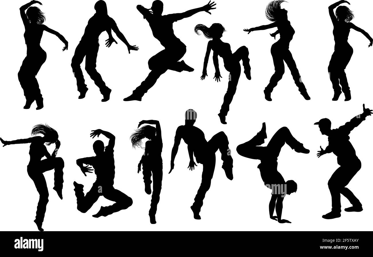 Danza di strada Silhouette ballerino Illustrazione Vettoriale