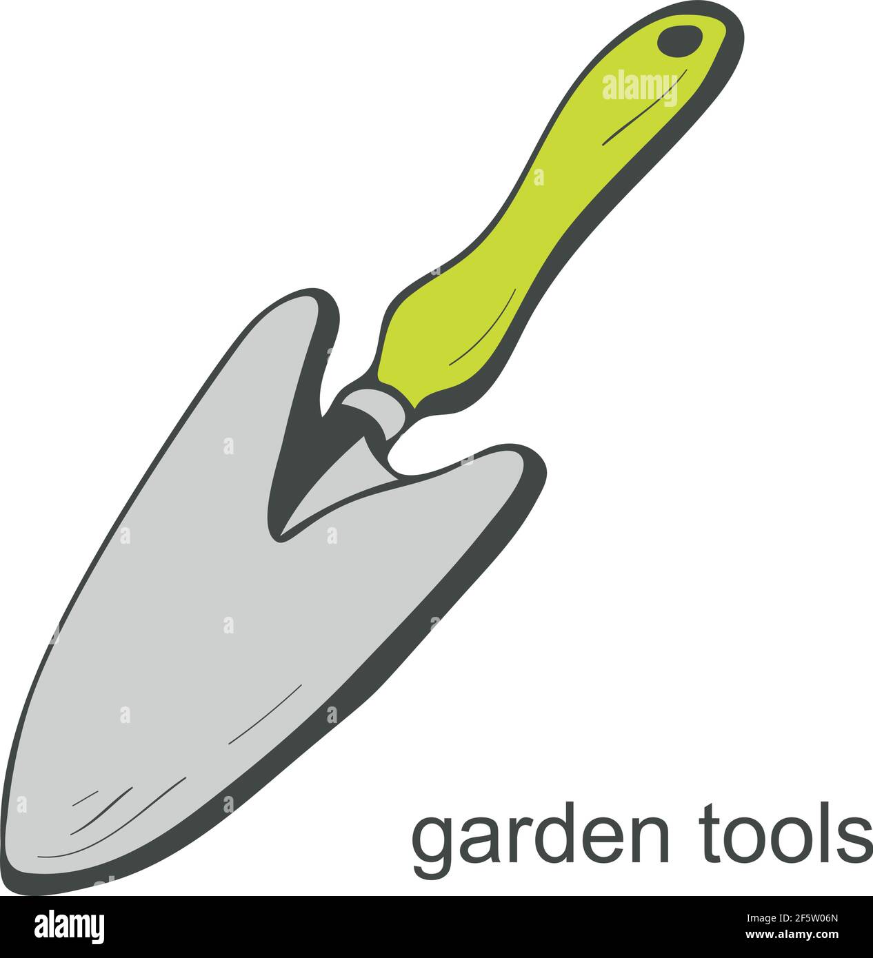 Paletta da giardino in stile doodle su sfondo bianco. Attrezzi da giardino. Illustrazione vettoriale Illustrazione Vettoriale