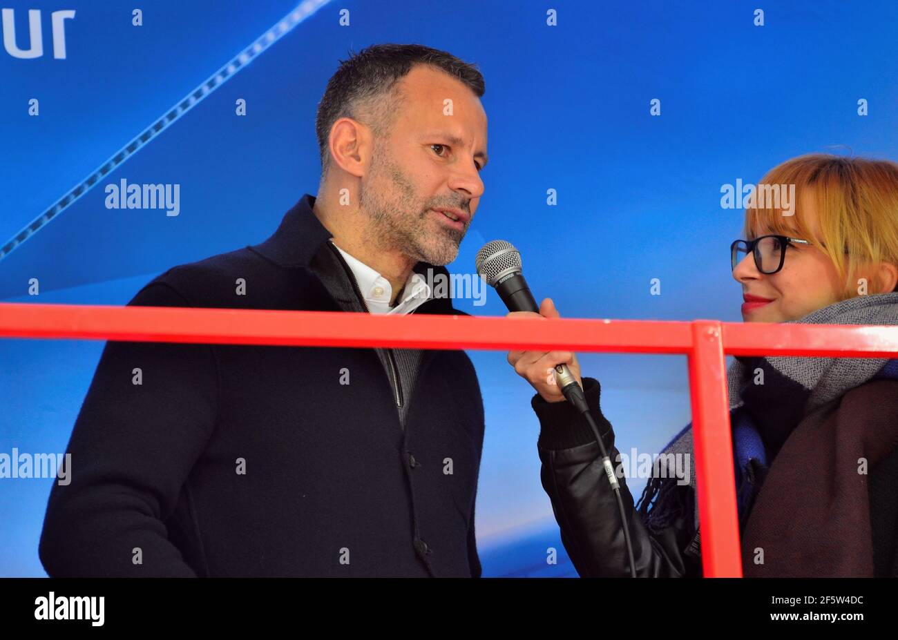 Ryan Giggs a Zagabria, Croazia (UEFA Champions League Trophy Tour) Foto Stock