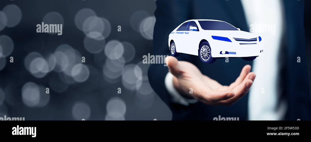 uomo auto a mano Foto Stock