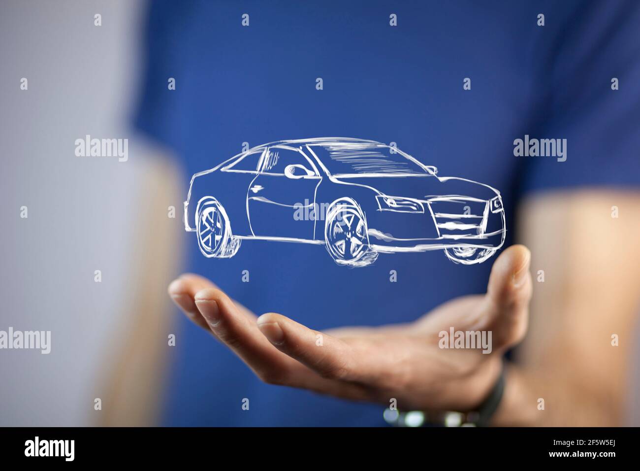 uomo d'affari auto a mano Foto Stock