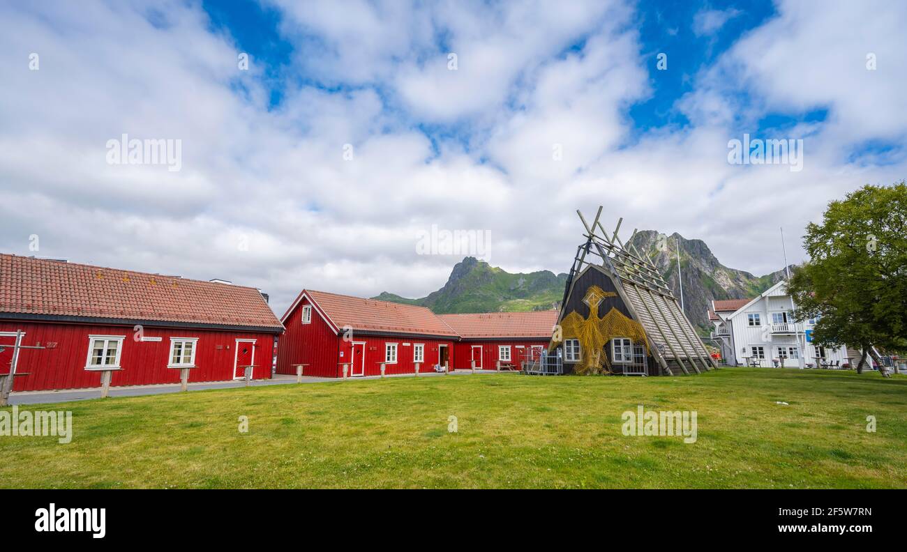Case di Svolvaer, Lofoten, Nordland, Norvegia Foto Stock