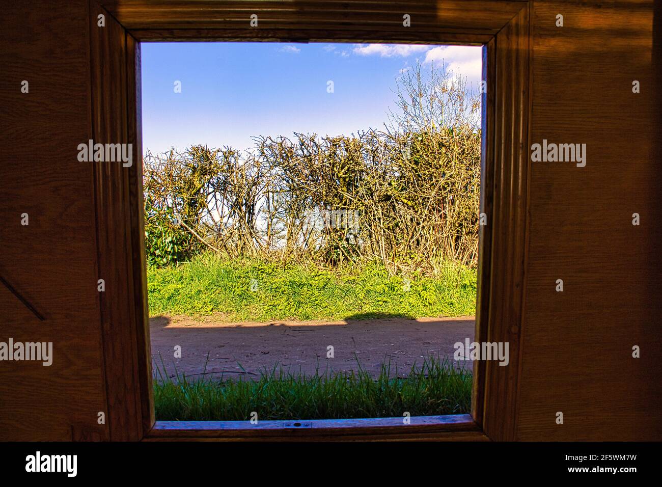 Vista da una finestra narrowboat Foto Stock