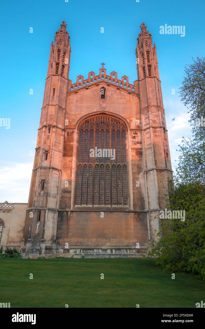 Grand front of Kings College University of Cambridge, Inghilterra Foto Stock
