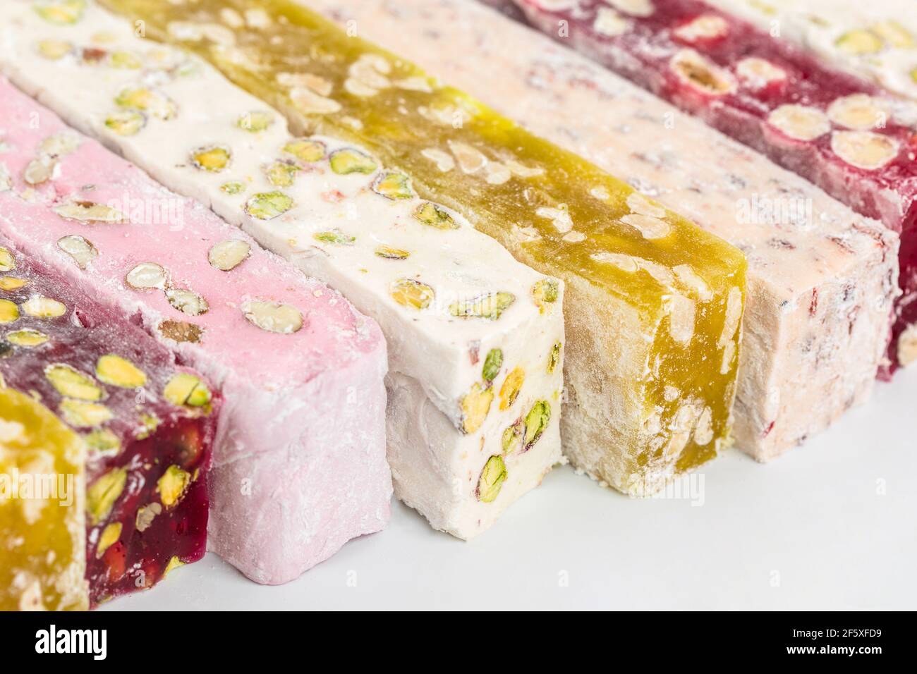 Turkish Delight primo piano sfondo. Rahat lokum Foto Stock