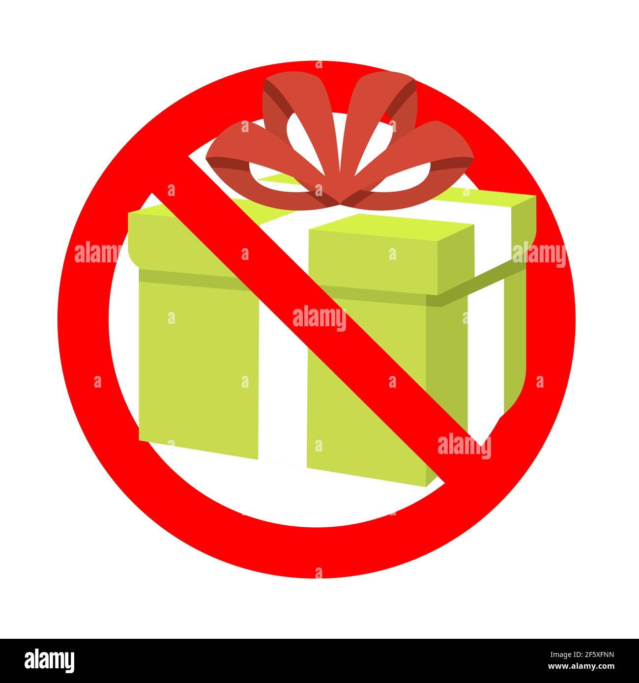 Proibizione dono presente a festa compleanno evento. Divieto di sorpresa, divieto di confezione, nessun pacchetto di dare, divieto di confezione regalo 3d, proibizione di festeggiare. Ve Illustrazione Vettoriale