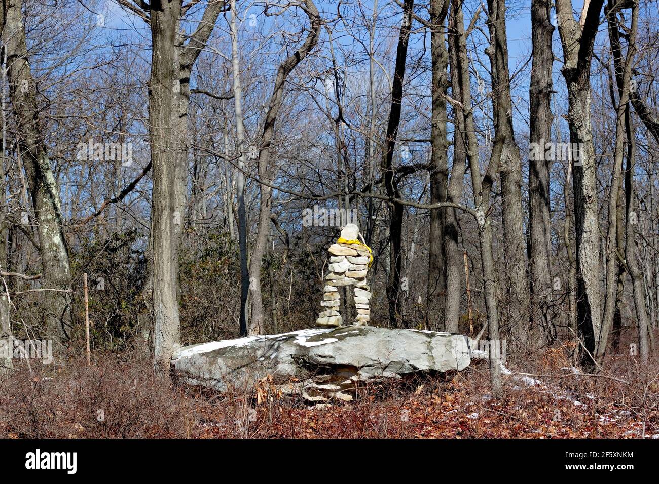 L'uomo ha fatto sculpture della gente di roccia trovato lungo una autostrada della Pennsylvania Foto Stock